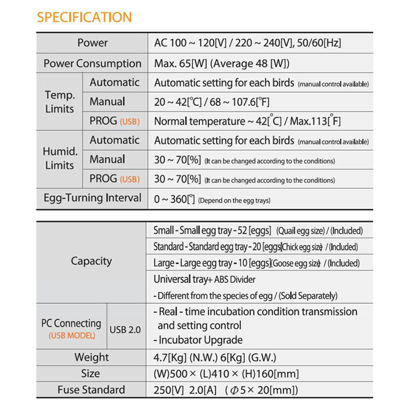 Rcom Pro20 - Egg Incubator